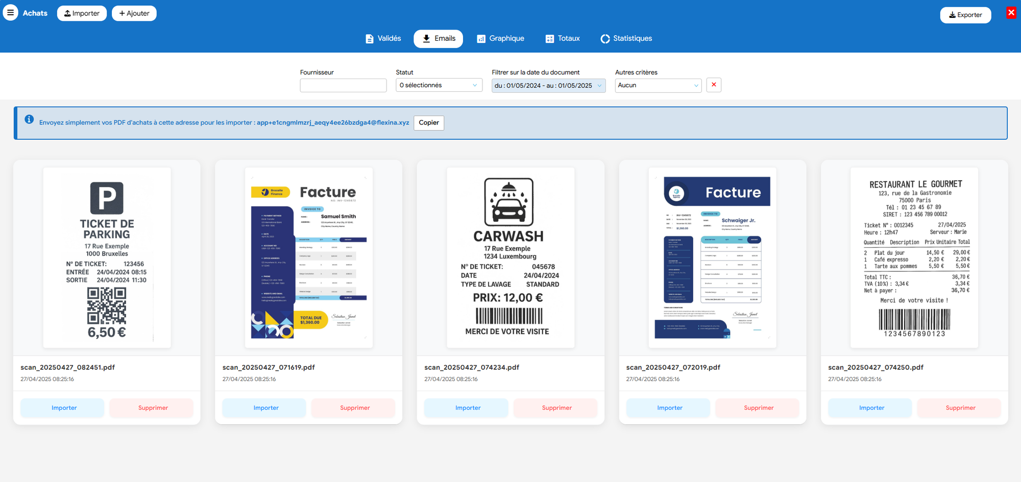 beheer van inkoopfacturen en scan van kassatickets met de Flexina Facturatie software