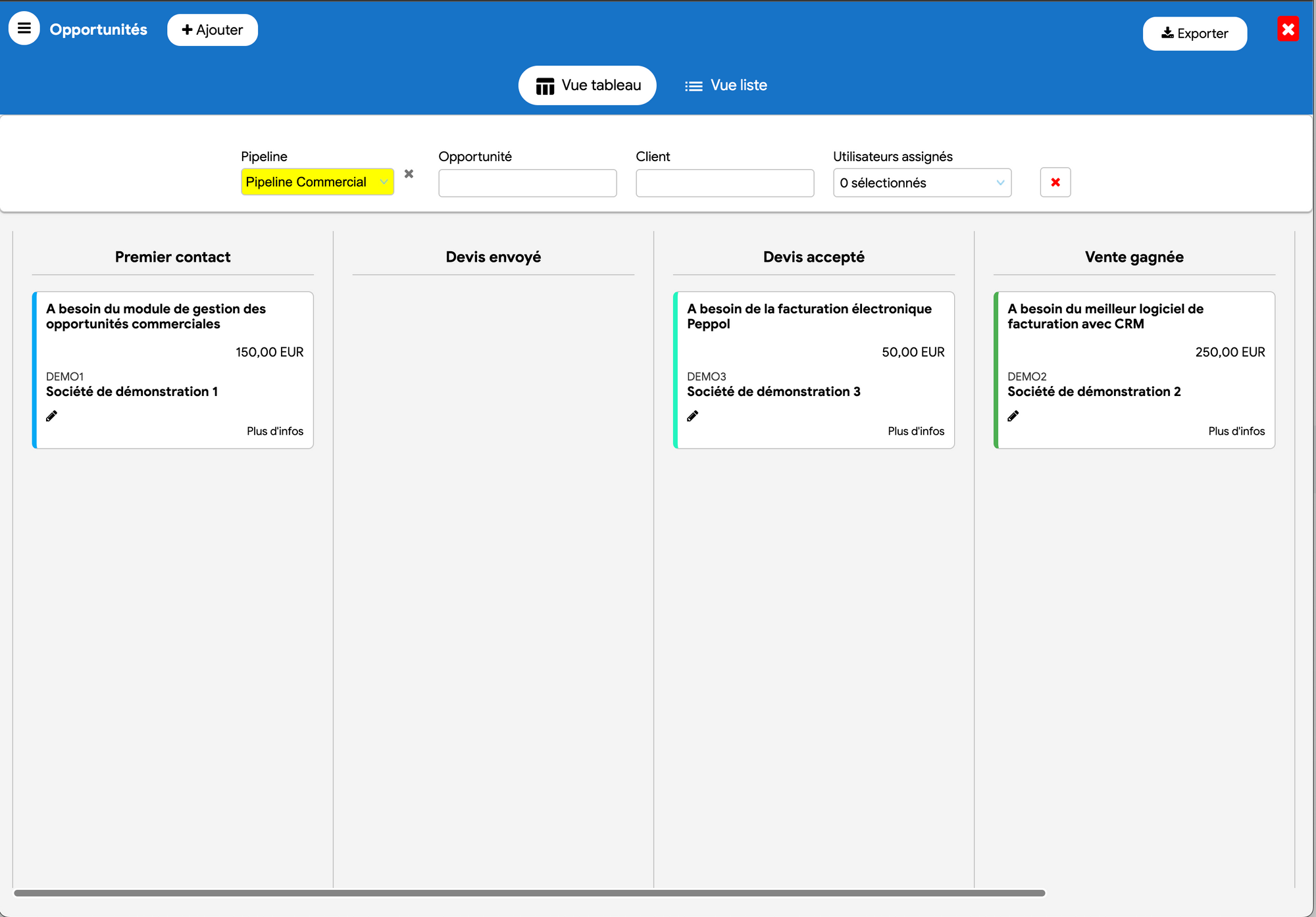 Easy-to-use sales pipeline from Flexina CRM invoicing software