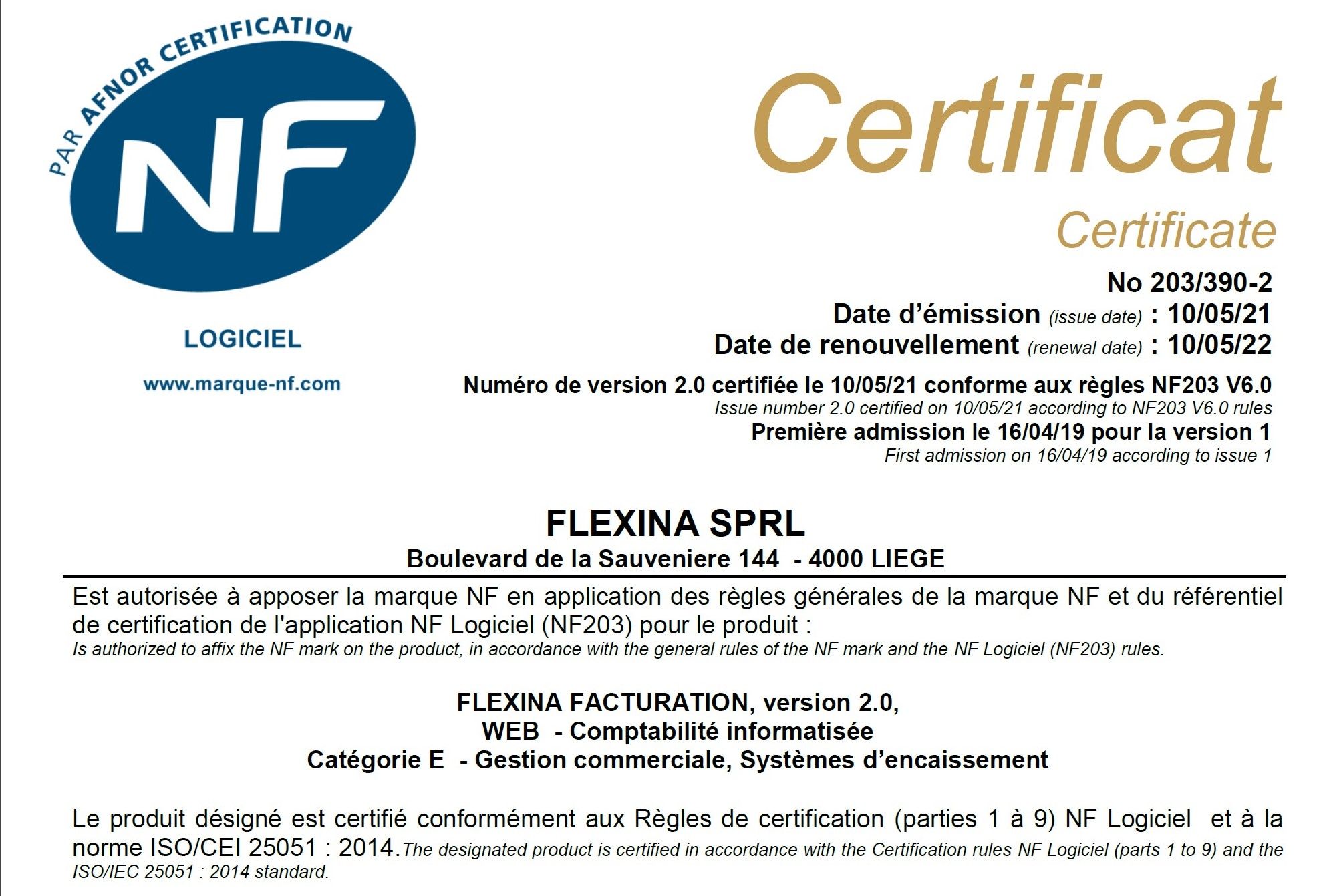 Certification NF203 , loi de lutte contre la fraude à la TVA en France