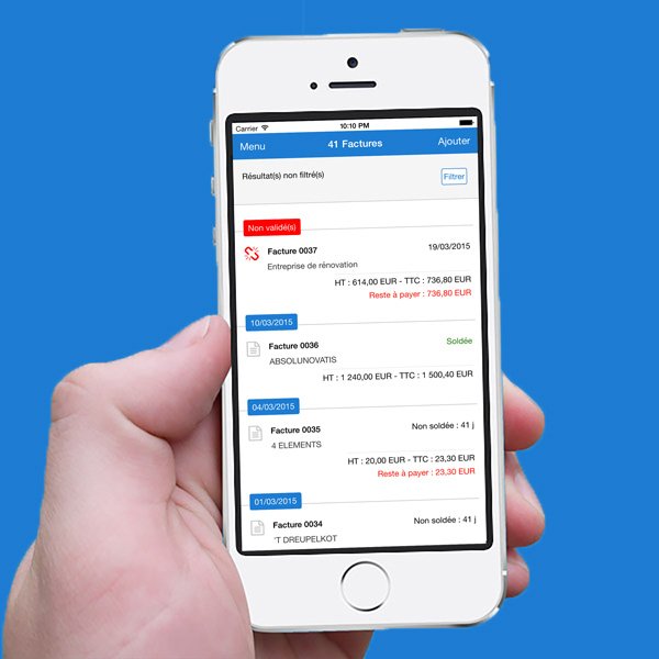 Logiciel de facturation sur IPhone, IPad, Android.