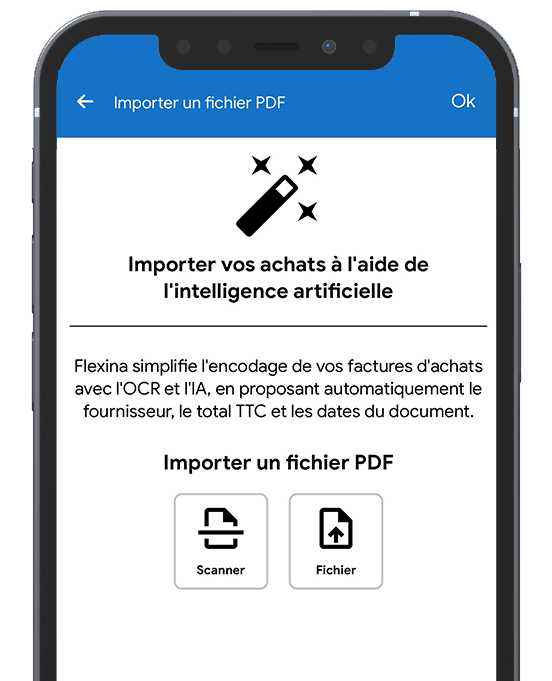 Interface voor beheer van aankoopfacturen op mobiel