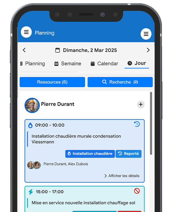 Interface voor mobiel planningbeheer